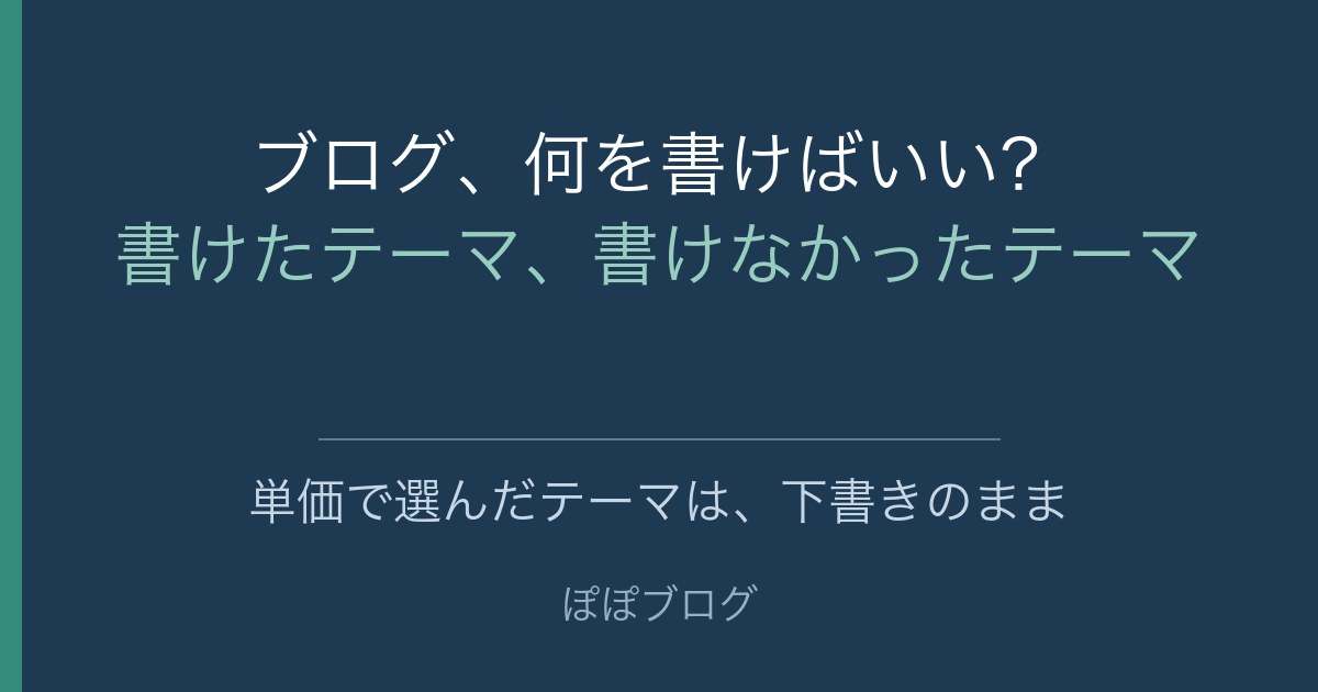 ブログ、何を書けばいい?書けたテーマ、書けなかったテーマ。単価で選んだテーマは、下書きのまま